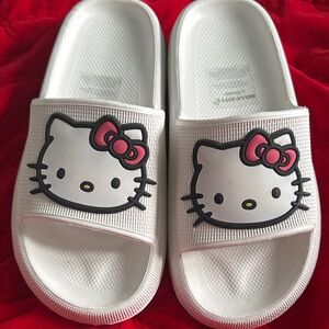 Sanrio White and Pink Hello Kitty Slippers